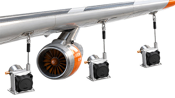 Flugzeugtragflächen und Seilzugsensoren