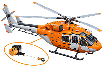 Helikopter-Crash-Tests und Miniatur-Seilzugsensoren